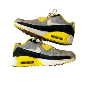 Nike Air Max 90 Leather Go The Extra Smile Size 6Y Yellow Gray Authentic